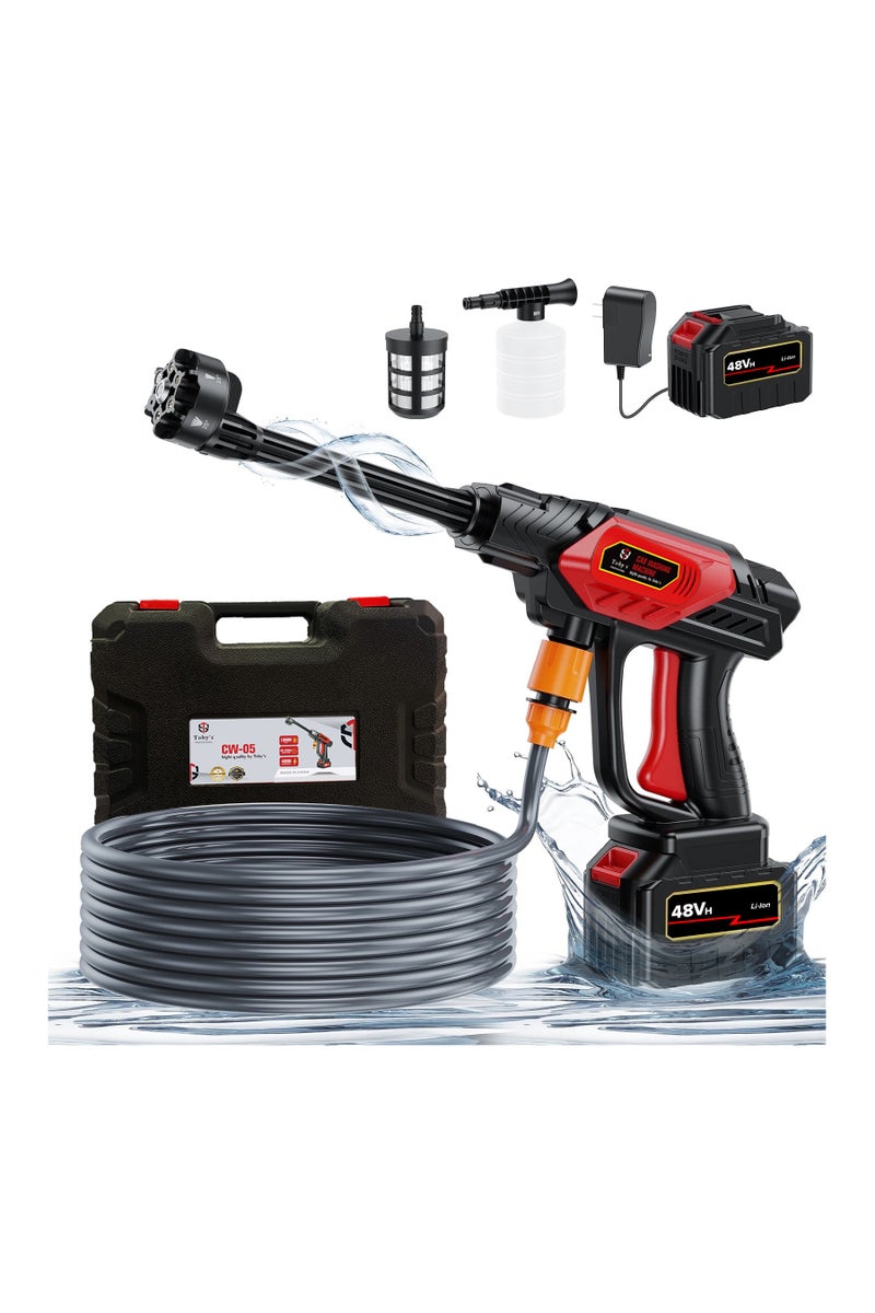 Toby's Toby’s 48V Cordless Portable Electric Water High Pressure Car Washer – Powerful Dual-Battery Cleaner, 5M Range, with 6-in-1 Nozzle for Cars, Windows, Floors, Plants, and Garden Use  - Image 1