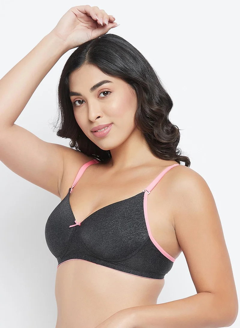 Clovia Grey Clovia Padded Non-Wired Full Cup Multiway T-shirt Bra in Dark Grey Melange for Women | Best Price UAE