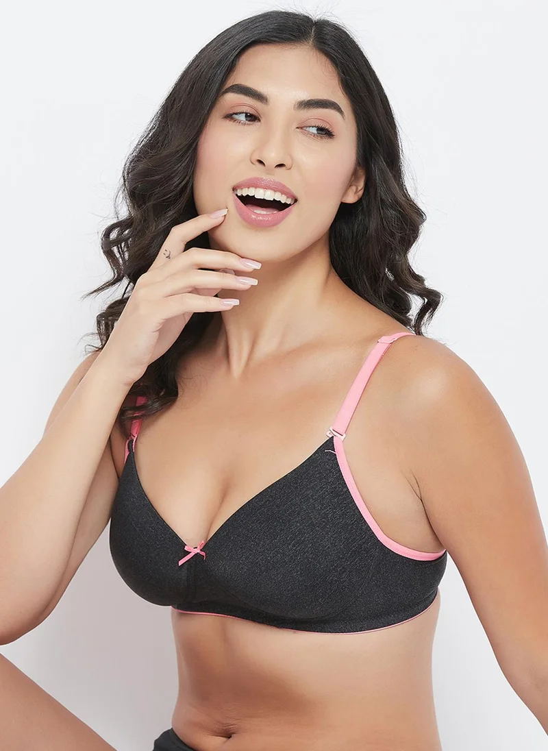 Clovia Clovia Padded Non-Wired Full Cup Multiway T-shirt Bra in Dark Grey Melange