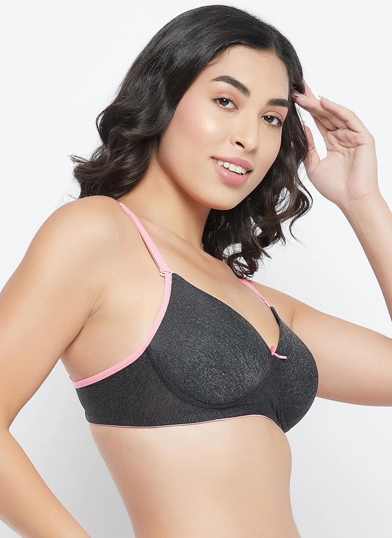 Clovia Grey Clovia Padded Non-Wired Full Cup Multiway T-shirt Bra in Dark Grey Melange for Women | Best Price UAE