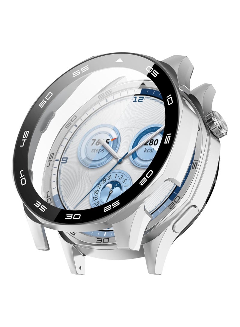 Full Coverage Case for Huawei Watch GT5(46MM),All-around Anti Scratch Shockproof Protective Hard PC Tempered Glass Compatible with Huawei Watch GT5 46 MM,Silver - Image 1