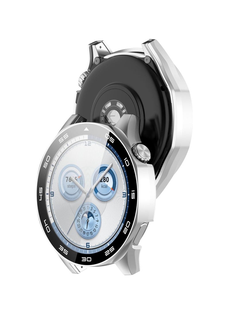 Full Coverage Case for Huawei Watch GT5(46MM),All-around Anti Scratch Shockproof Protective Hard PC Tempered Glass Compatible with Huawei Watch GT5 46 MM,Silver - Image 3