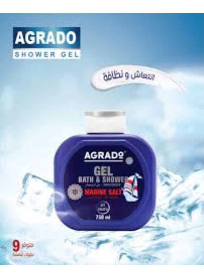 Agrado  MARINE Salt  BATH & Shower Gel - 750ml