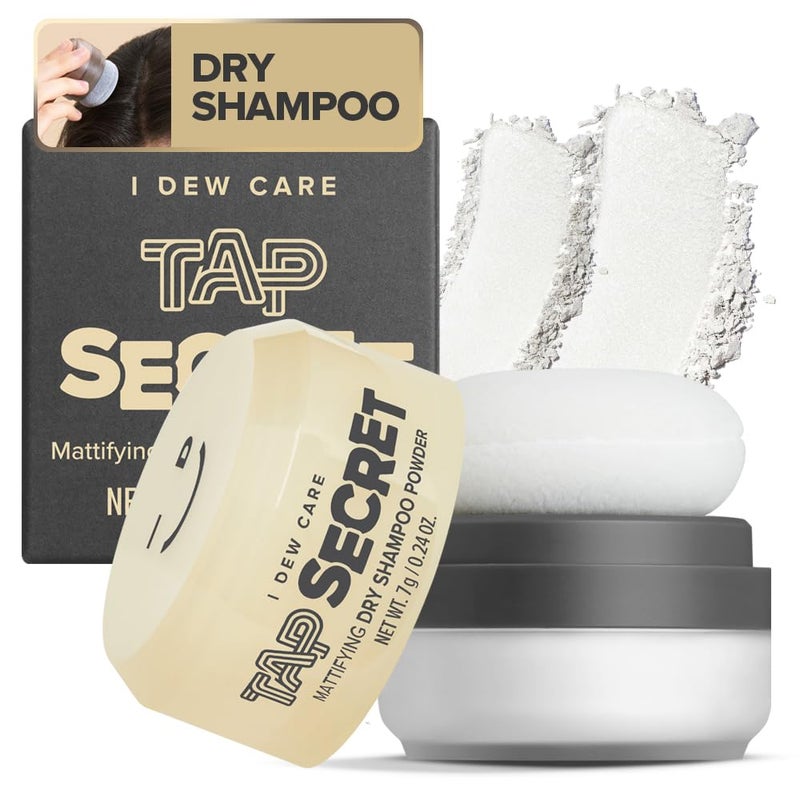 I DEW CARE Tap Secret Dry Shampoo Powder with Biotin - Tap Secret Original | Strengthening & Volumizing, Refillable, Travel size, Non-aerosol, Brunette, Korean Ginseng, Stocking Stuffers, 0.24 Oz - Image 1