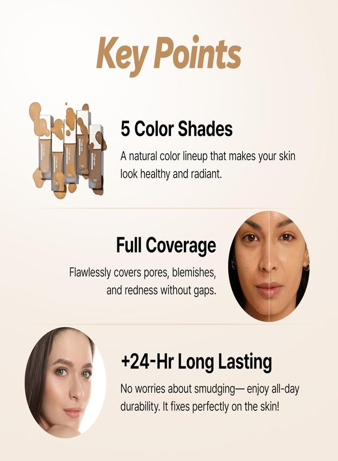 تاتش إن سول كريم أساس تاتش إن سول بريتي فلتر بيرفكت فينيش لإطلالة طبيعية خالية من العيوب - قاعدة خفيفة الوزن بتغطية كاملة غير لامعة لجميع أنواع البشرة - مكياج للوجه بمكونات طبيعية، 1.18 أونصة سائلة (#5 ديب) - Image 5