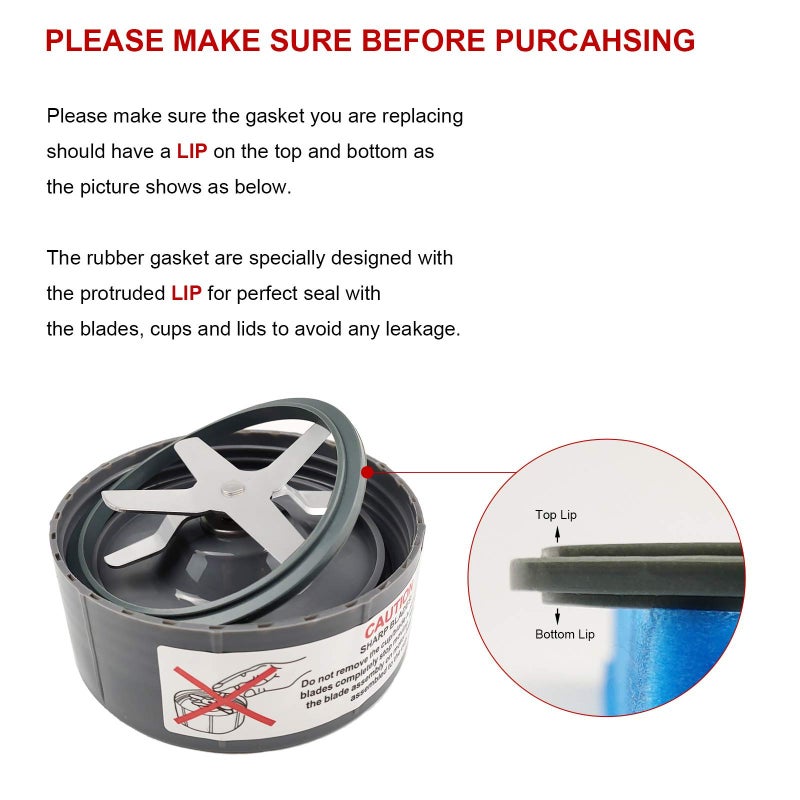 Feilifan Blender Gasket Replacement Parts, Rubber O Ring Replacement for Nutribullet Blender 900W & 600W Series, Gaskets Replacement for Nutribullet Blade Including Shock Pad (10 Pieces) - Image 4