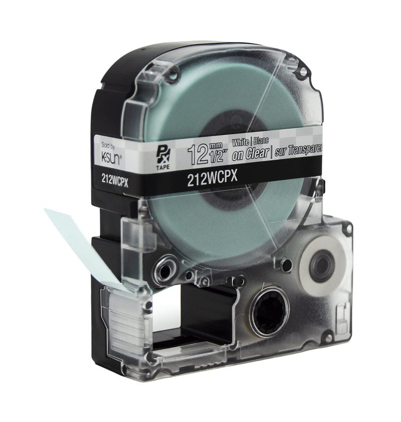 LABELWORKS Epson 212WCPX Genuine PET (Polyester) Tape Cartridge - White on Clear Label Maker Tape - 1/2" (12MM) Wide, 30' - Image 4