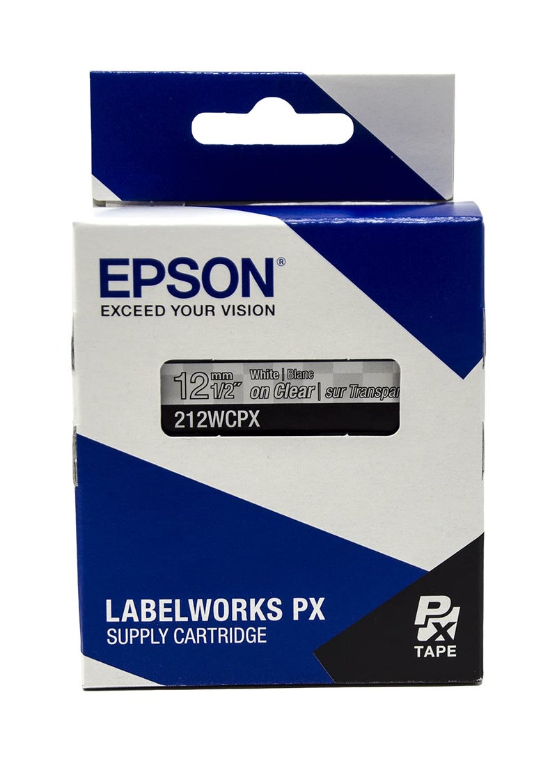 LABELWORKS Epson 212WCPX Genuine PET (Polyester) Tape Cartridge - White on Clear Label Maker Tape - 1/2" (12MM) Wide, 30' - Image 5
