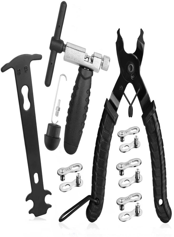 A AKRAF Professional Bike Chain Repair Tool Kit with Chain Breaker Splitter, Bike Link Plier, Chain Wear Indicator Checker, 4 Pairs Bicycle Missing Links for 6-12 Speed and Single Speed Chain - Image 1