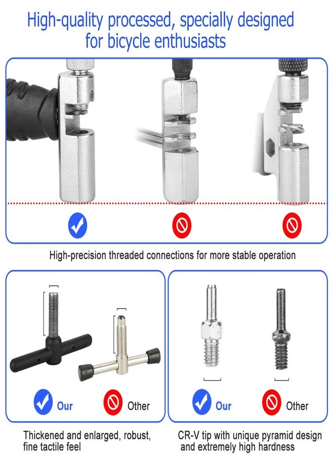 A AKRAF Professional Bike Chain Repair Tool Kit with Chain Breaker Splitter, Bike Link Plier, Chain Wear Indicator Checker, 4 Pairs Bicycle Missing Links for 6-12 Speed and Single Speed Chain - Image 2
