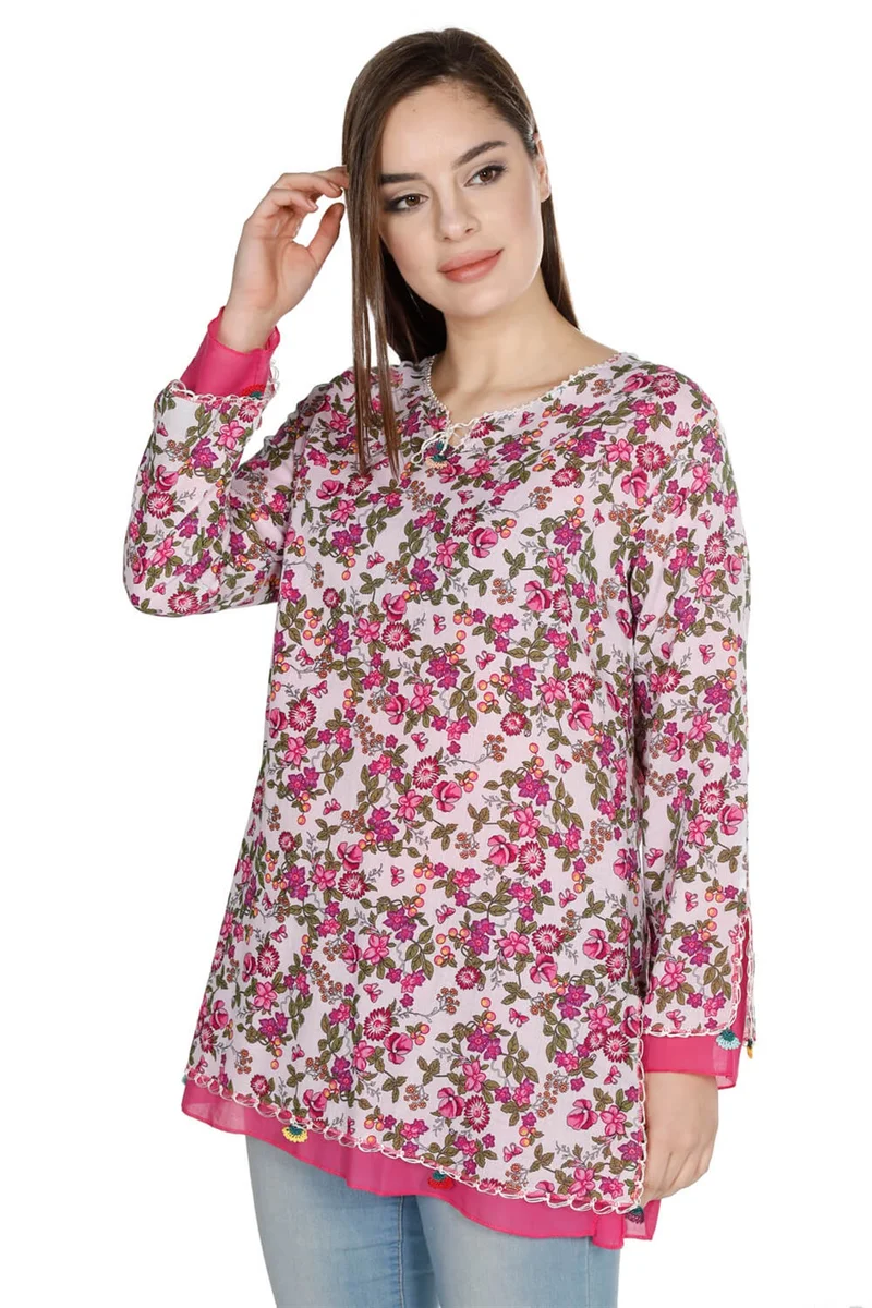 اليش شيل بيزي Long Sleeve Ceyda Voile Blouse Pink 6166