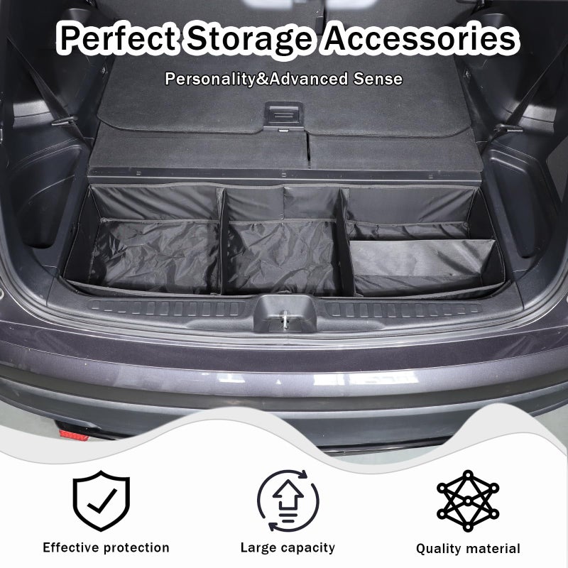 HIRUFAIT HIRUFAIT Trunk Organizer Compatible with Honda Pilot 2016-2022, Portable Foldable Large Capacity Cargo Storage Box with 4 Compartments, Oxford Cloth Material  - Image 2