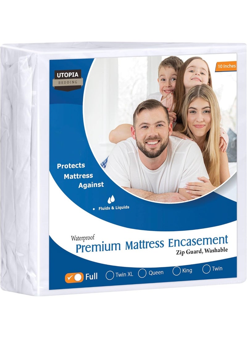 Utopia Bedding Premium Zippered Mattress Encasement (Fits 10 Inches Mattress, Full) - Waterproof and Bed Bug Proof Mattress Protector - Six-Sided Mattress Cover - Image 1