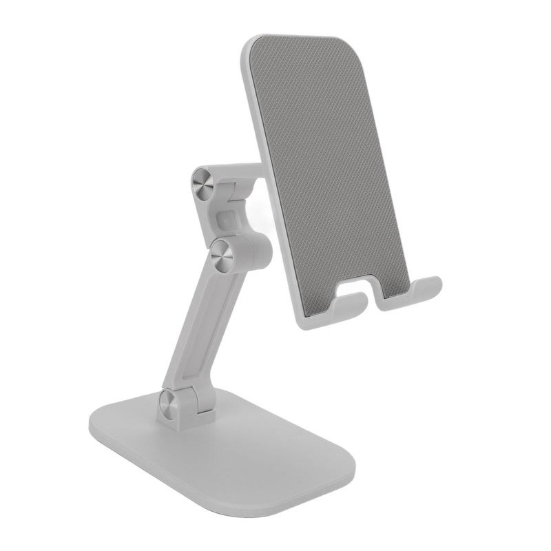 Mini Phone Stand - White Foldable Design Plus Weighted Silicone Base - Adjustable 120° Angle Portable Tablet Stand with Charging Hole for Home Office Travel - Image 1