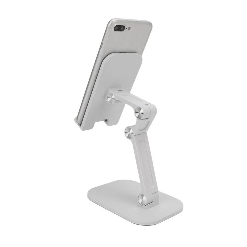 Mini Phone Stand - White Foldable Design Plus Weighted Silicone Base - Adjustable 120° Angle Portable Tablet Stand with Charging Hole for Home Office Travel - Image 4