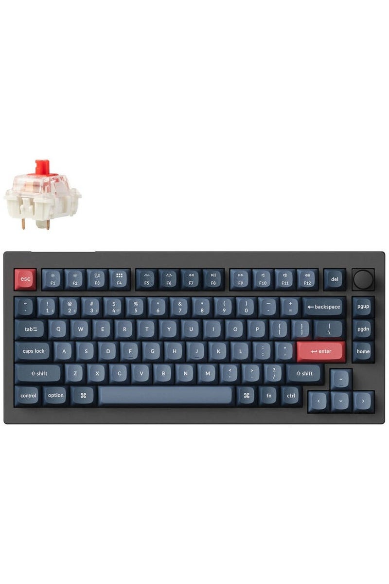 Keychron Keychron V1 Max QMK/VIA Wireless Mechanical Keyboard, 75% Layout, Double-Shot PBT Keycaps, Gateron Jupiter Red Switches, Hot-Swappable, Tri-Mode Connectivity, 4000mAh Battery, Gasket Mount with Sound Foam, South-Facing RGB, Mac/Windows/Linux, English-Arabic | V1M-D1-AR  - Image 1