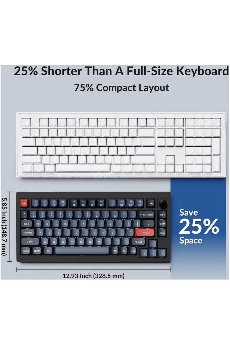 Keychron Keychron V1 Max QMK/VIA Wireless Mechanical Keyboard, 75% Layout, Double-Shot PBT Keycaps, Gateron Jupiter Red Switches, Hot-Swappable, Tri-Mode Connectivity, 4000mAh Battery, Gasket Mount with Sound Foam, South-Facing RGB, Mac/Windows/Linux, English-Arabic | V1M-D1-AR  - Image 3