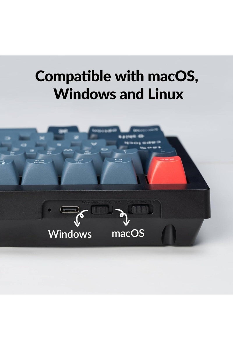 Keychron Keychron V1 Max QMK/VIA Wireless Mechanical Keyboard, 75% Layout, Double-Shot PBT Keycaps, Gateron Jupiter Red Switches, Hot-Swappable, Tri-Mode Connectivity, 4000mAh Battery, Gasket Mount with Sound Foam, South-Facing RGB, Mac/Windows/Linux, English-Arabic | V1M-D1-AR  - Image 5