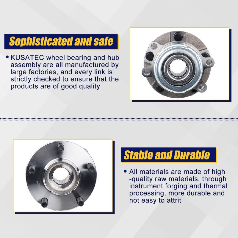 KUSATEC 513296 [2 Pack] Front Wheel Hub and Bearing Assembly Fit for Nissan Altima 2007-2018, Maxima 2009-2019, Murano 2009-2018, Pathfinder 2013-2019, Infiniti JX35 2013, QX60 2014-2019, 5 Lug - Image 4