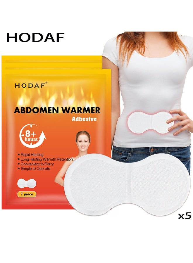Hodaf Abdomen Warmer,Heat Patches For Period Pain Relief & Period Cramps, Portable Menstrual Heating Pad, Air-Activated Adhesive Heating Patches For Cramps, Suitable For All Skin Types, 5 Packs - Image 1