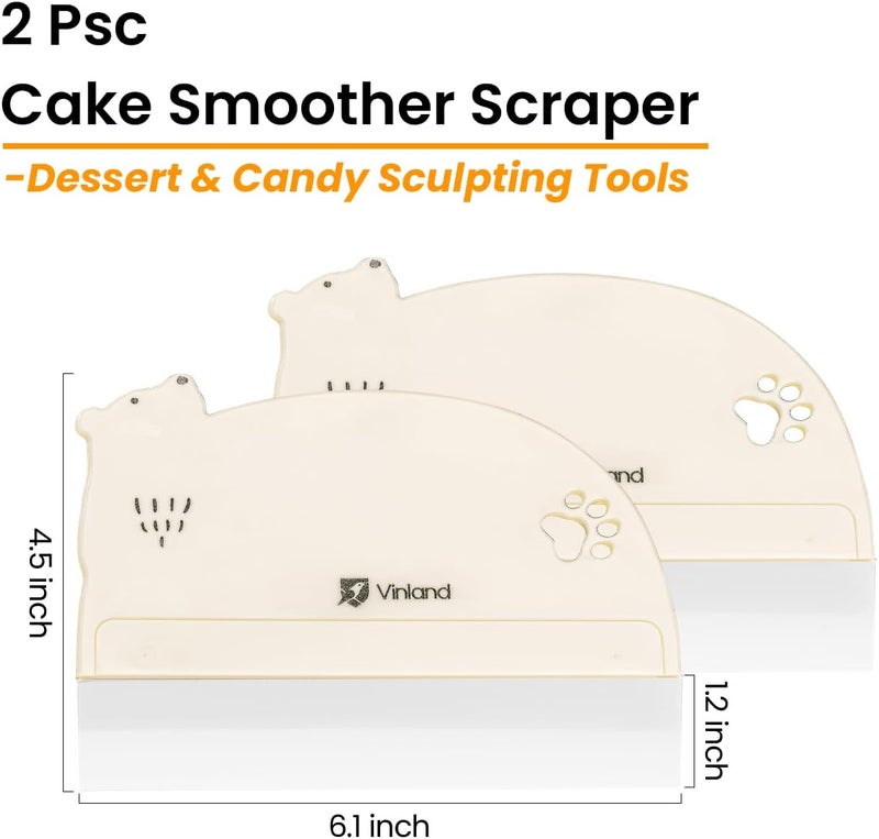 Vinland 2 Pcs Cake Smoother Scraper, Cake Decorating Supplies Acrylic Cake Scraper Cake Decorating Supplies Food-Grade Transparent Flexible PE Plastic Cake Scraper‌ - Designed for Bread and Cake Decoration - Image 2