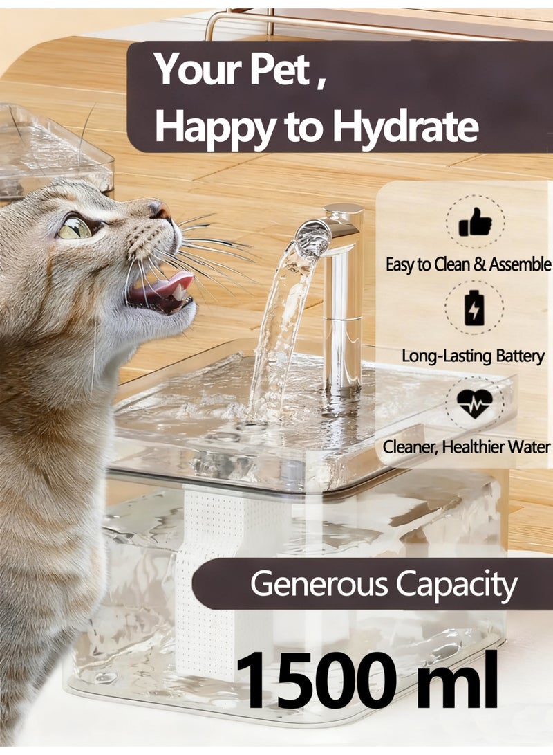 Smart Pet Water Fountain 1500ml with Wireless Sensor  - Automatic, Quiet, BPA-Free for Cats and Dogs - Image 1