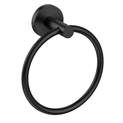USHOWER Matte Black Towel Ring, Hand Towel Holder for Bathroom Wall Mounted, Durable 304 Stainless Steel, Modern Style - Image 1
