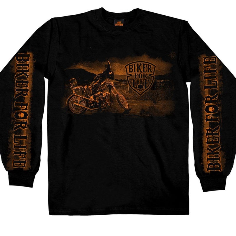 Hot Leathers Menâ€™s Long Sleeve Shirt w/Graphics - Biker for Life Motorcycle Rider - Image 1