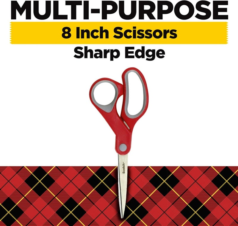 Scotch 8-Inch Multipurpose Scissors with Stainless Steel Blades and Ergonomic Grip - Image 2