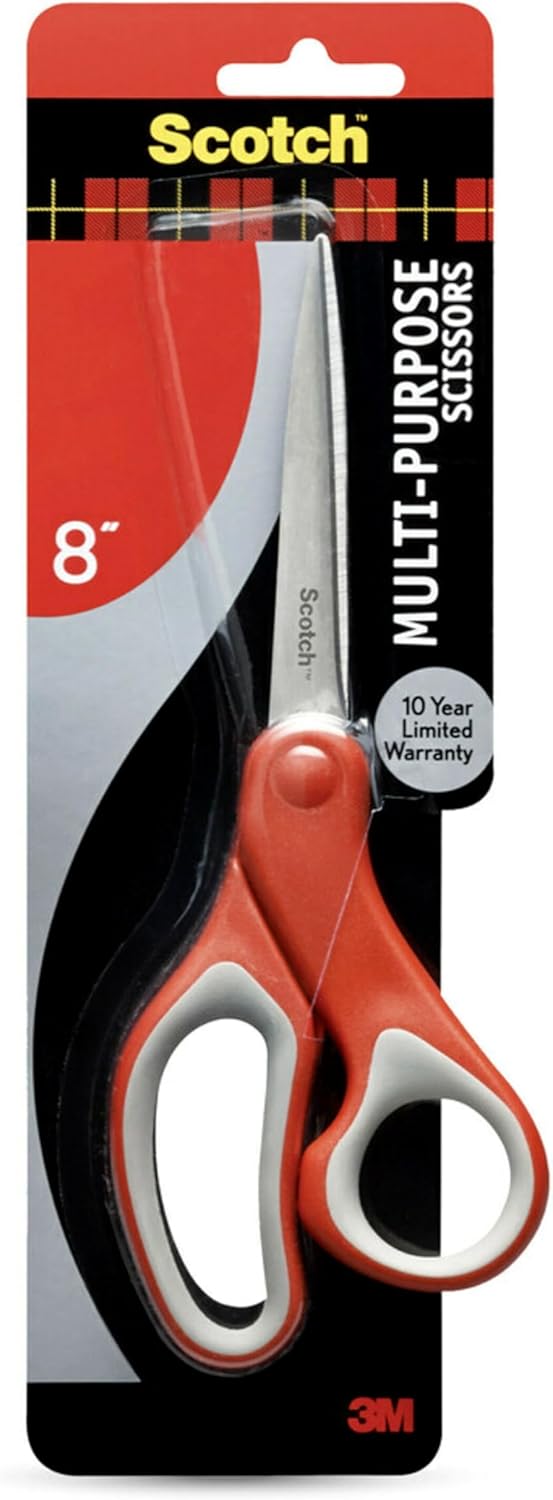 Scotch 8-Inch Multipurpose Scissors with Stainless Steel Blades and Ergonomic Grip - Image 1