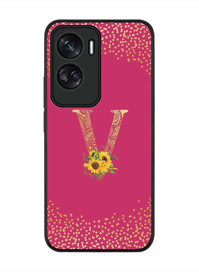 Stylizedd غطاء لهونر 90 لايت 5G / هونر X50i 5G - حافظة متينة سوداء رفيعة - حرف مخصص بنمط زهور ماندالا - حرف ألف - (وردي داكن)  - Image 1