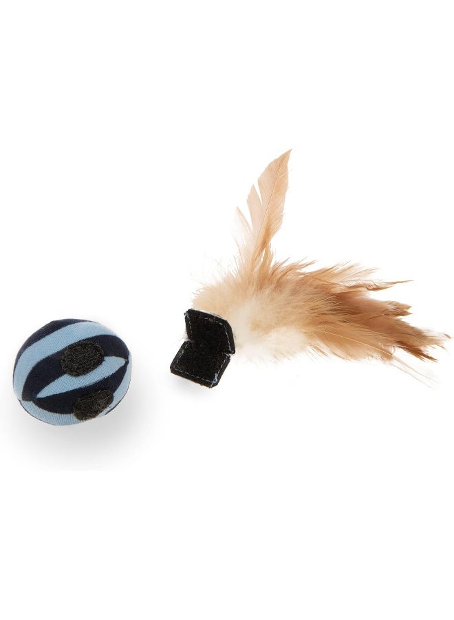 Petlinks (2 Count) Feather Flips Plush Ball Cat Toys - Blue, 2 Count - Image 4