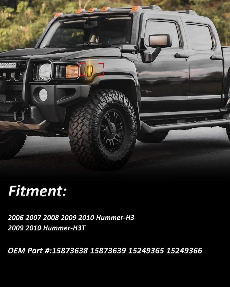 Bestview أفضل عرض أضواء علامة جانبية LED متوافقة مع 2006-2010 هامر H3 2009-2010 H3T، جانب السائق والراكب، عدسة مدخنة - Image 3