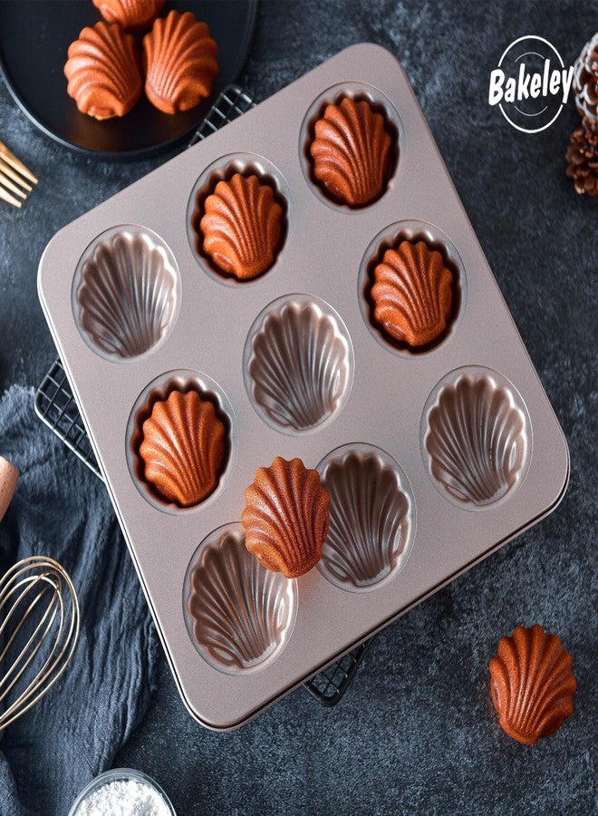 Bakeley Madeleine Mold Cake Pan, 9-Cavity Non-Stick Spherical Shell Madeline Bakeware for Oven Baking (Champagne Gold) - Image 3