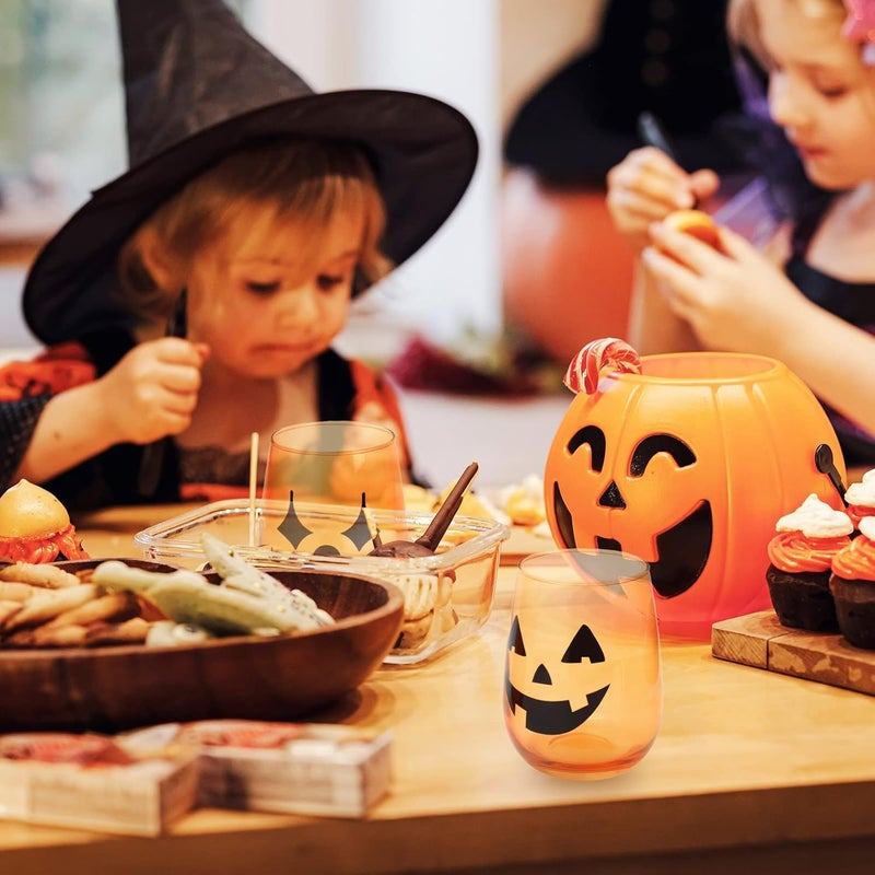 Whaline كؤوس نبيذ بلا ساق 17 أونصة من وايلين 3 قطع بتصميم جاك أو لانتيرن للعيد - Image 4