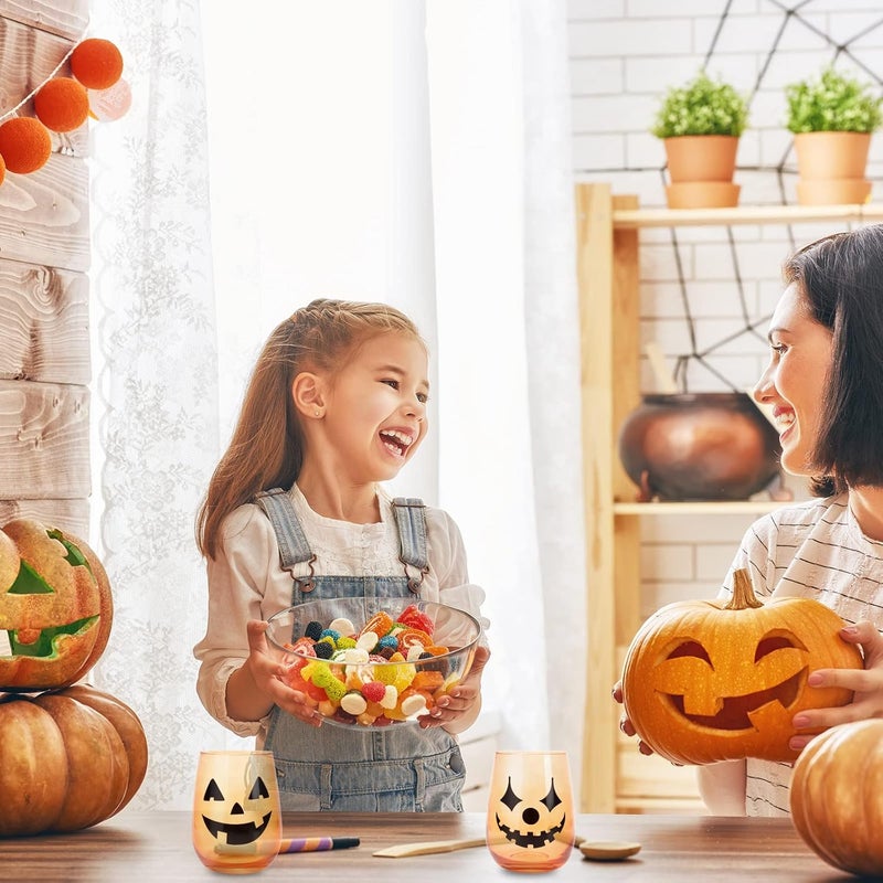 Whaline كؤوس نبيذ بلا ساق 17 أونصة من وايلين 3 قطع بتصميم جاك أو لانتيرن للعيد - Image 3