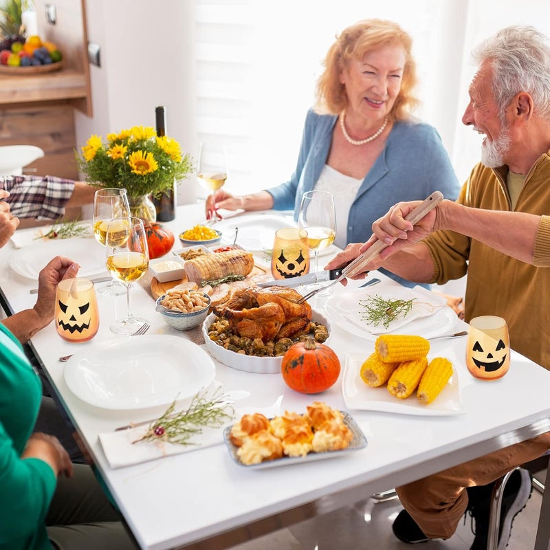 Whaline كؤوس نبيذ بلا ساق 17 أونصة من وايلين 3 قطع بتصميم جاك أو لانتيرن للعيد - Image 5