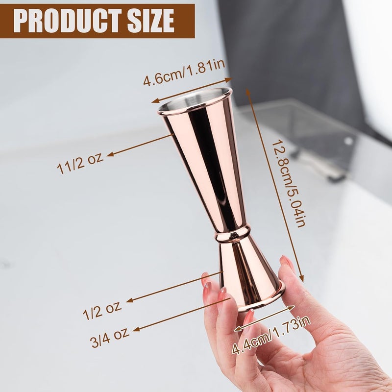 TJ 2 Pcs Jigger for Bartending, Cocktail Jigger 2 oz 1 oz with Measurements Inside, 304 Stainless Steel Jigger, bar Accessories, Cocktail Measuring Cup, Rose - Image 2