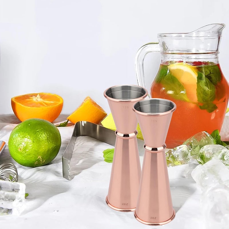 TJ 2 Pcs Jigger for Bartending, Cocktail Jigger 2 oz 1 oz with Measurements Inside, 304 Stainless Steel Jigger, bar Accessories, Cocktail Measuring Cup, Rose - Image 4
