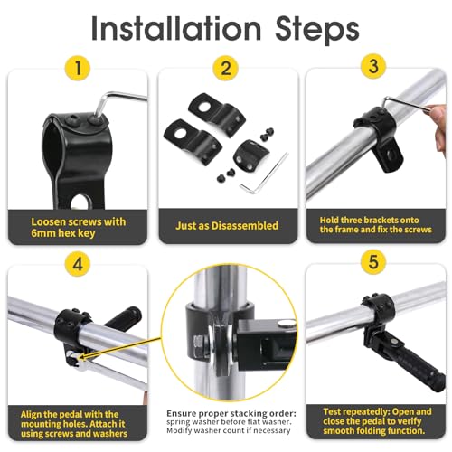 YWLUWEI M8 Motorcycle Foot Rests Motorbike Foldable Foot Pegs Front Footpeg Rear Footpeg Electric Car Anti-Skid Rearsets Folded Footrest Bicycle 90 Degree Fixed Folding Passenger Pedal Supports(Black) - Image 3