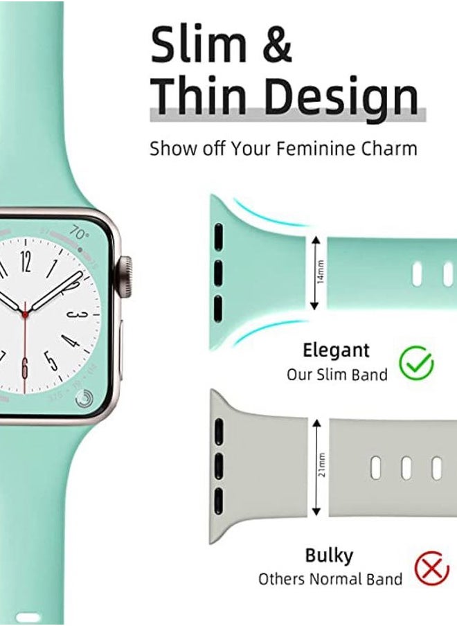 Lerobo - Slim Bands Compatible with Apple Watch Bands for women 38mm 41mm 42mm 40mm,12 Pack Soft Silicone Narrow Sport Strap Thin Wristband for iWatch Band Series 10/9/8/7/SE/6/5/4/3/2/1/Ultra/Urtra 2 - Image 1