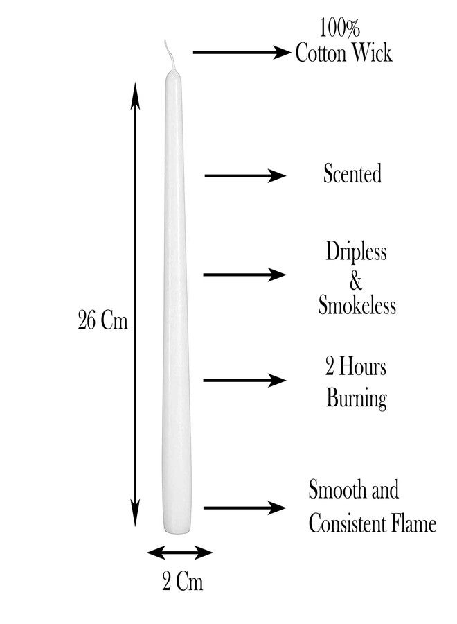 LUCES Paraffin Wax White Tall Taper Stick Candles Pillar Smokeless Dripless Scented for Party Home Dinner Table Decor Set of 8 Burn Time 8 Hour - Image 3