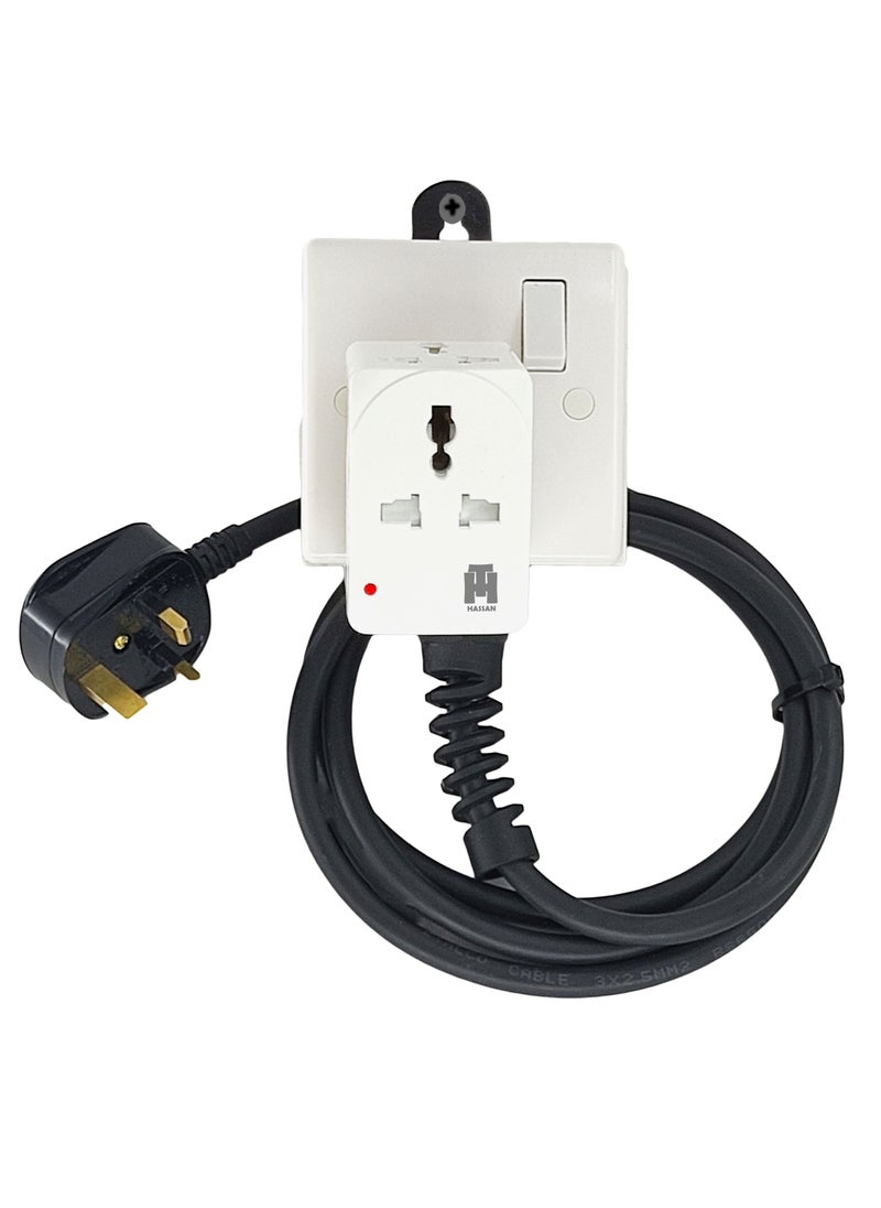Hassan Hassan Universal Socket Extension Cord with 3-Point Multi-Travel Adapter Included Perfect for Home, Office, or Outdoors  - Image 1