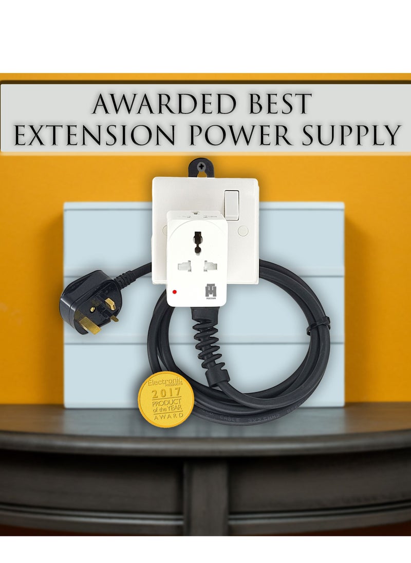 Hassan Hassan Universal Socket Extension Cord with 3-Point Multi-Travel Adapter Included Perfect for Home, Office, or Outdoors  - Image 4
