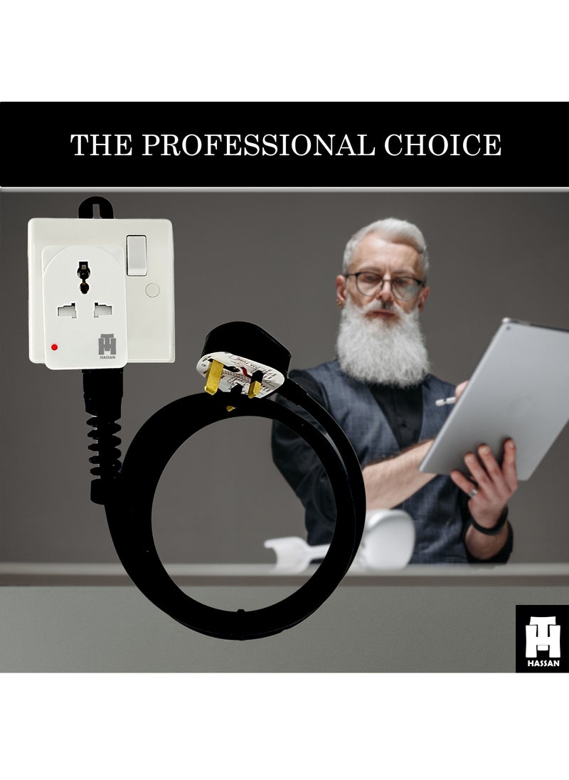 Hassan Hassan Universal Socket Extension Cord with 3-Point Multi-Travel Adapter Included Perfect for Home, Office, or Outdoors  - Image 2