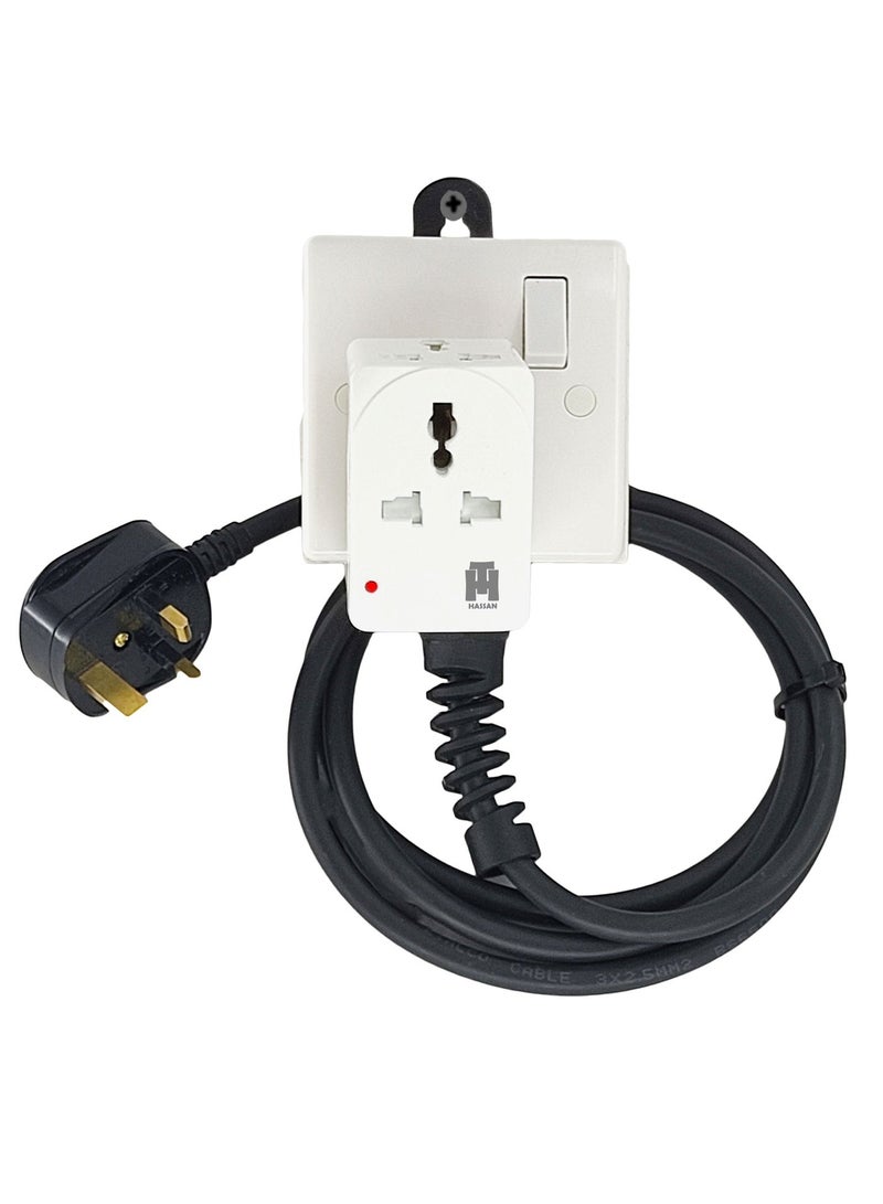Hassan Universal Socket Extension Cord with 3-Point Multi-Travel Adapter Included Perfect for Home, Office, or Outdoors - Image 1