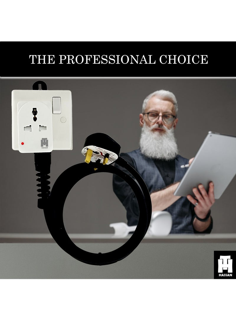 Hassan Universal Socket Extension Cord with 3-Point Multi-Travel Adapter Included Perfect for Home, Office, or Outdoors - Image 2