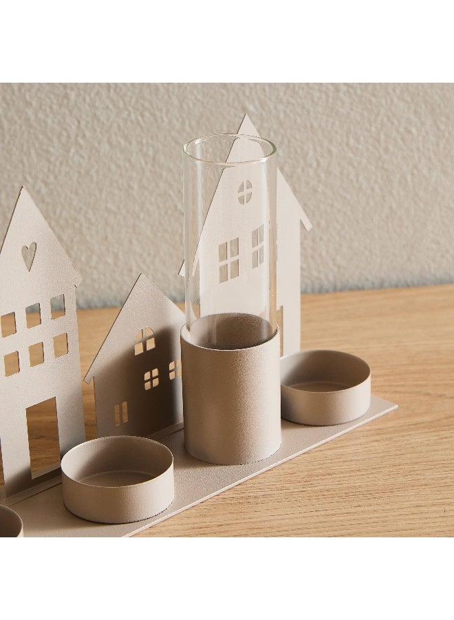 هوم بوكس وادي ديكور منزلي معدني مع مزهرية زجاجية - Image 2