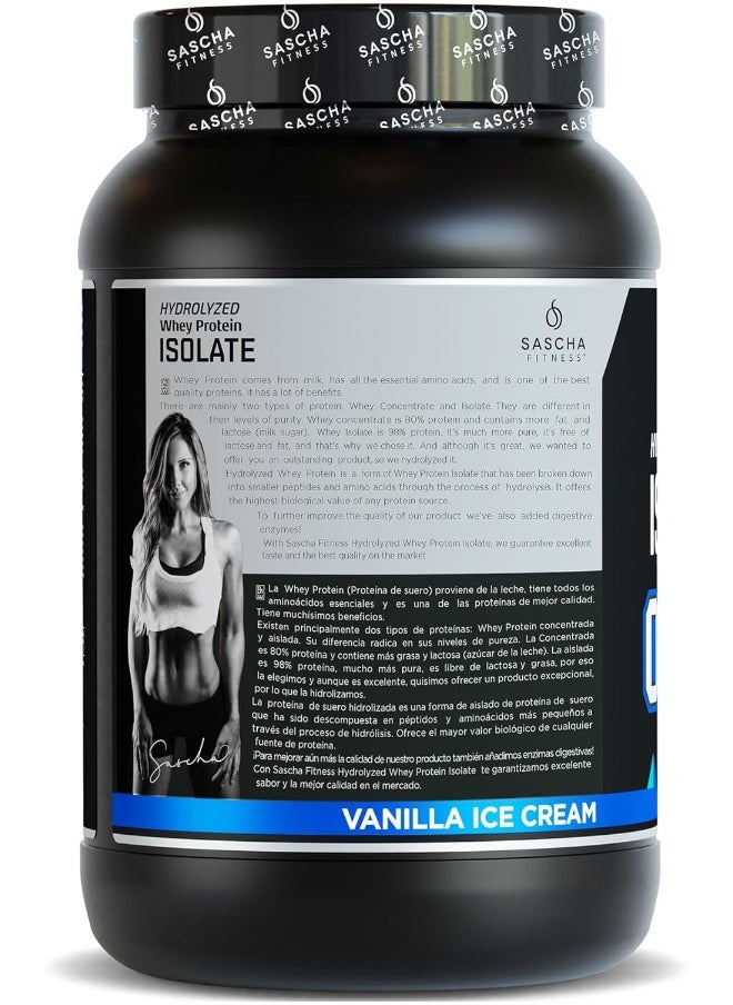 SASCHA FITNESS Hydrolyzed Whey Protein Isolate, 100% Grass-Fed (2 Pounds, Vanilla)  - Image 3