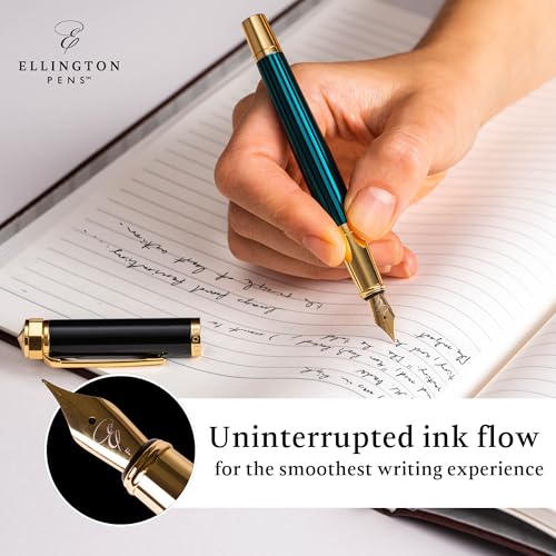 Ellington Pens Luxury Fountain Pen Set - Smooth Medium Nib - Includes 3 Ink Cartridges, Refillable Ink Converter, Gift Box -Fountain Pens For Writing, Calligraphy, Journaling, Sketching (Urban Hunter) - Image 4